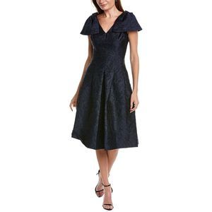 Teri Jon By Rickie Freeman Womens  Jacquard Midi Dress, Blue